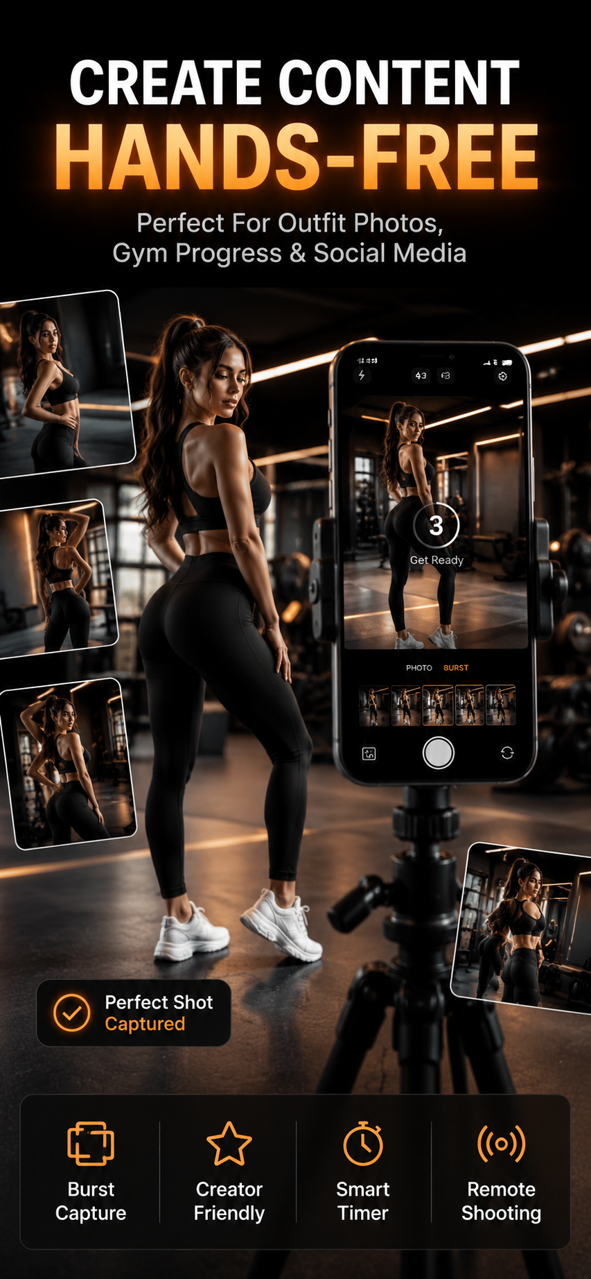 ClapCamera hands-free gym content creation app - burst mode fitness photos