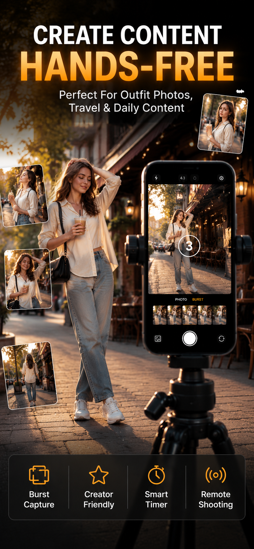 ClapCamera outfit photo app - hands-free selfie and content creation on iPhone